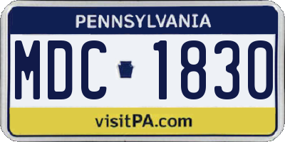 PA license plate MDC1830