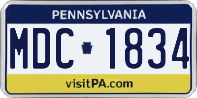 PA license plate MDC1834