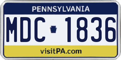 PA license plate MDC1836