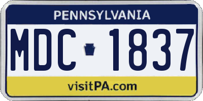 PA license plate MDC1837