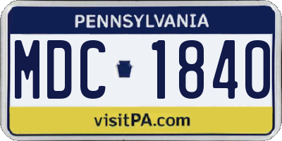 PA license plate MDC1840