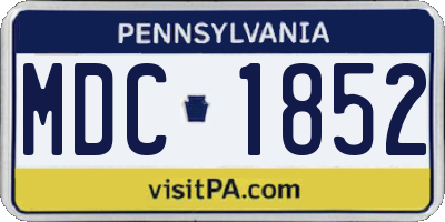 PA license plate MDC1852