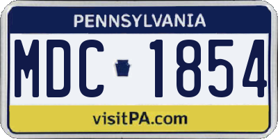 PA license plate MDC1854