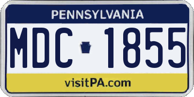 PA license plate MDC1855