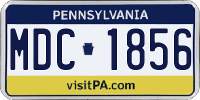 PA license plate MDC1856