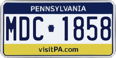PA license plate MDC1858