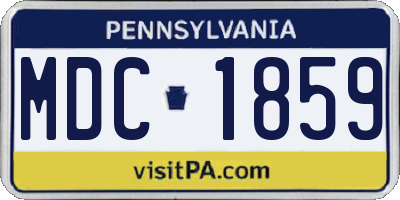 PA license plate MDC1859