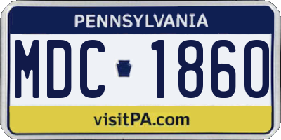 PA license plate MDC1860