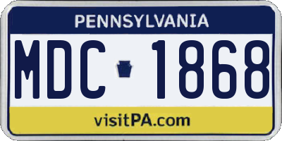 PA license plate MDC1868