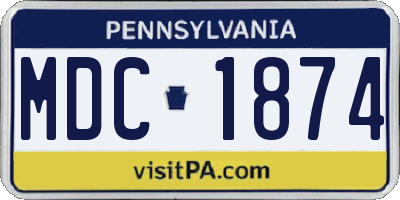 PA license plate MDC1874