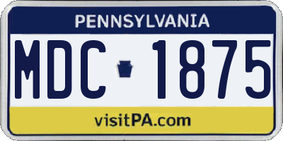PA license plate MDC1875