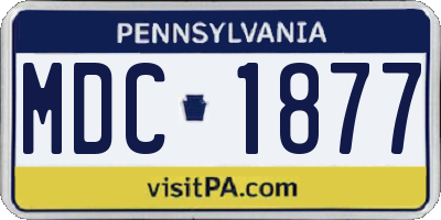 PA license plate MDC1877