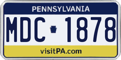 PA license plate MDC1878