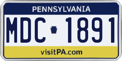 PA license plate MDC1891