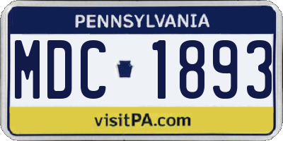 PA license plate MDC1893