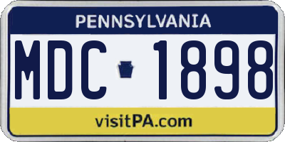 PA license plate MDC1898
