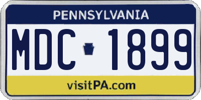 PA license plate MDC1899
