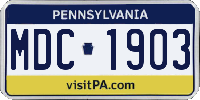 PA license plate MDC1903