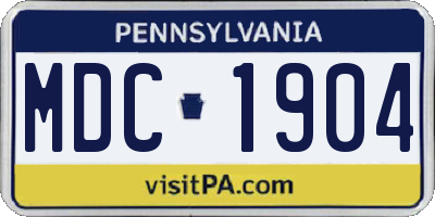 PA license plate MDC1904