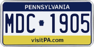 PA license plate MDC1905