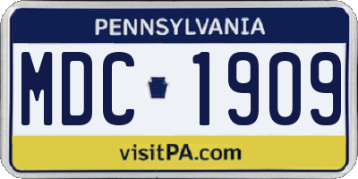 PA license plate MDC1909