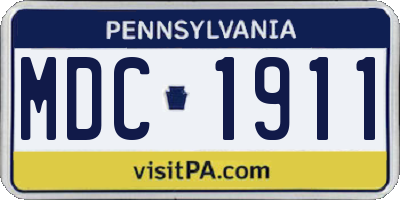 PA license plate MDC1911