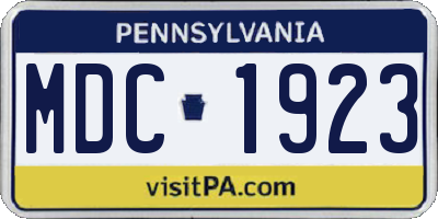 PA license plate MDC1923