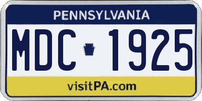 PA license plate MDC1925