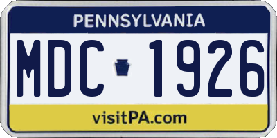 PA license plate MDC1926