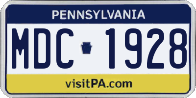 PA license plate MDC1928