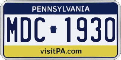 PA license plate MDC1930