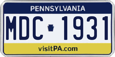 PA license plate MDC1931