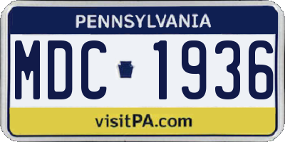 PA license plate MDC1936