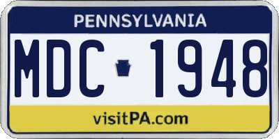 PA license plate MDC1948