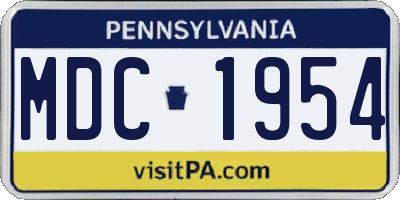 PA license plate MDC1954
