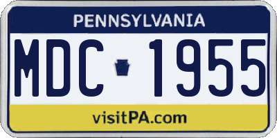 PA license plate MDC1955
