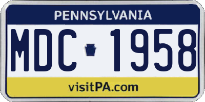 PA license plate MDC1958