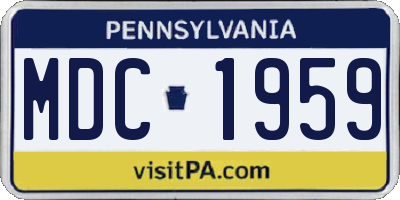 PA license plate MDC1959
