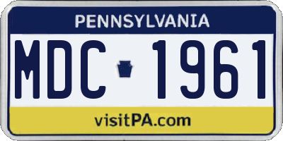 PA license plate MDC1961