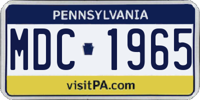 PA license plate MDC1965