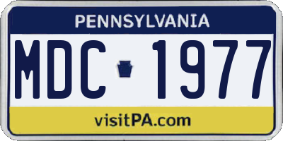 PA license plate MDC1977