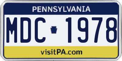 PA license plate MDC1978