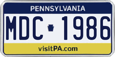 PA license plate MDC1986