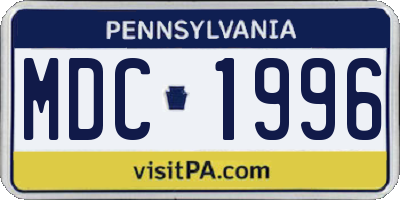 PA license plate MDC1996
