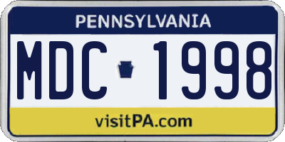 PA license plate MDC1998