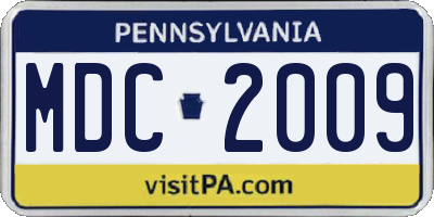 PA license plate MDC2009