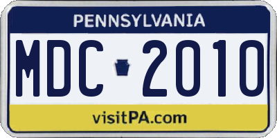 PA license plate MDC2010