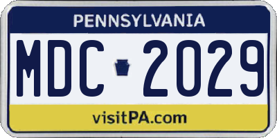 PA license plate MDC2029
