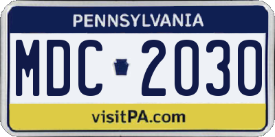 PA license plate MDC2030