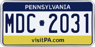PA license plate MDC2031